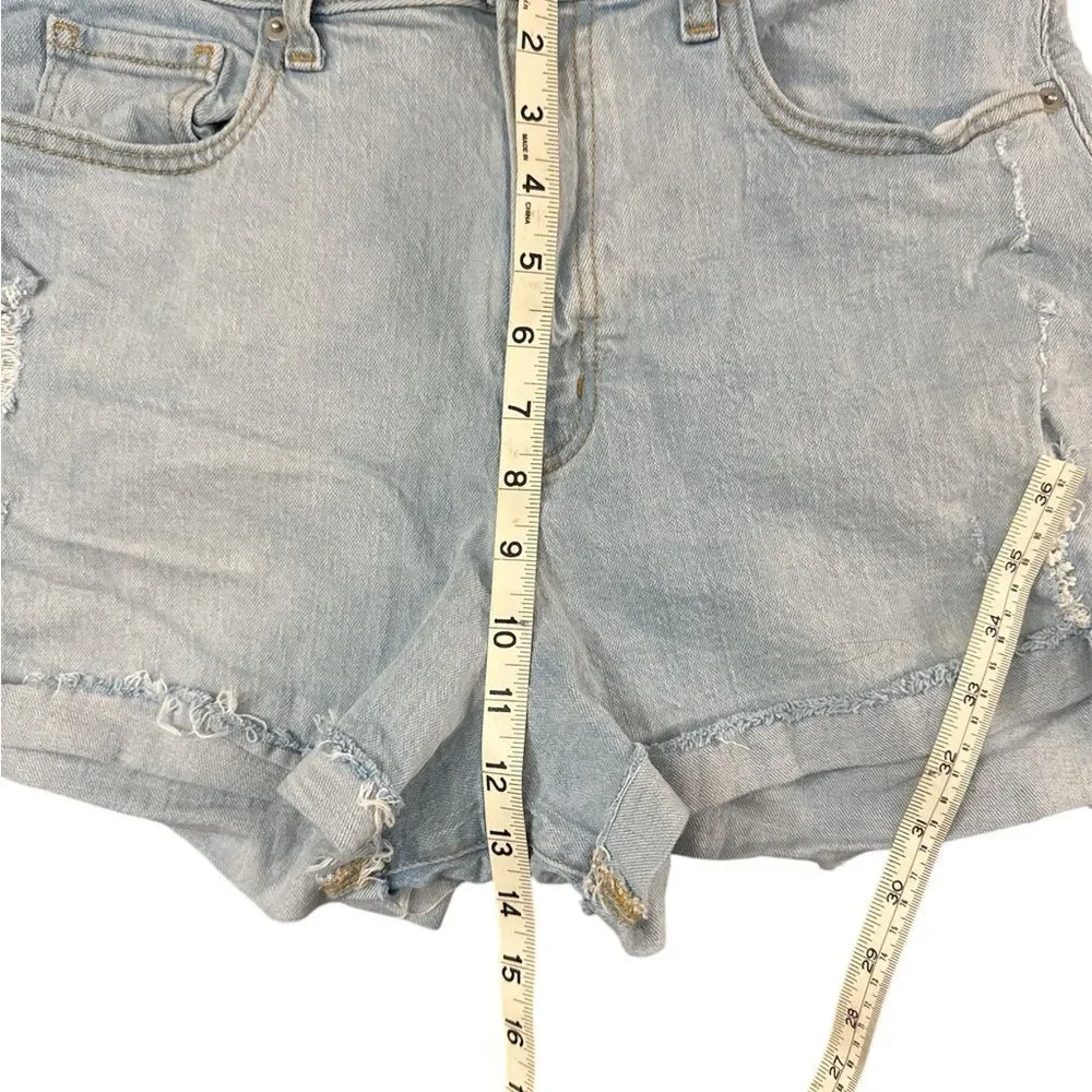 Wild Fable Super High Rise Rolled Cuff Denim Shorts Distressed Light Wash 10